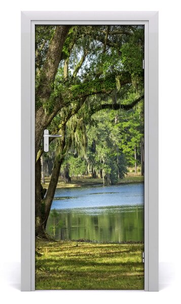 Adesivo per porta Lago nel parco 75x205 cm
