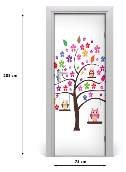 Adesivo per porta Gufi su oscillazioni 75x205 cm