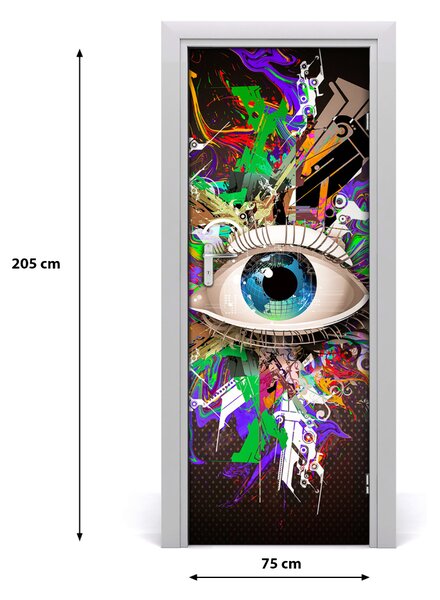 Adesivo per porta interna Astrazione oculare 75x205 cm