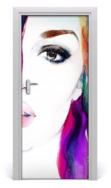 Adesivo per porta interna Donna di astrazione 75x205 cm