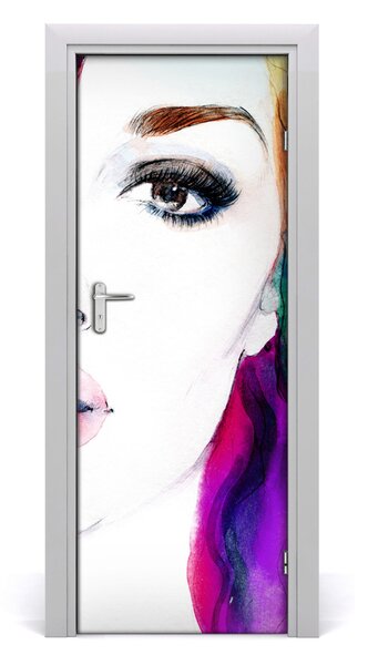 Adesivo per porta interna Donna di astrazione 75x205 cm