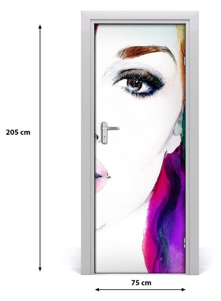 Adesivo per porta interna Donna di astrazione 75x205 cm