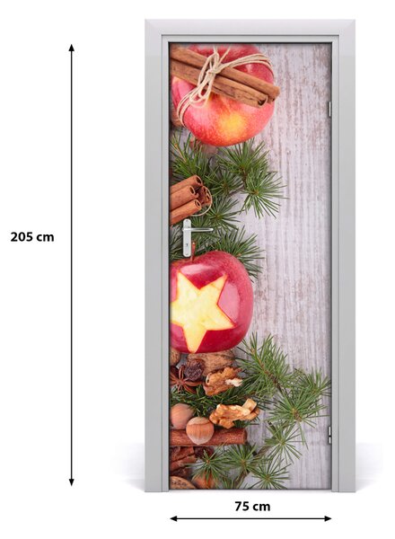 Adesivo per porta interna Mele di Natale 75x205 cm