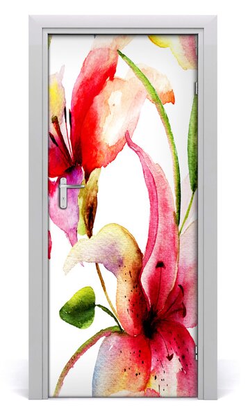 Adesivo per porta interna Fiori di lilia 75x205 cm