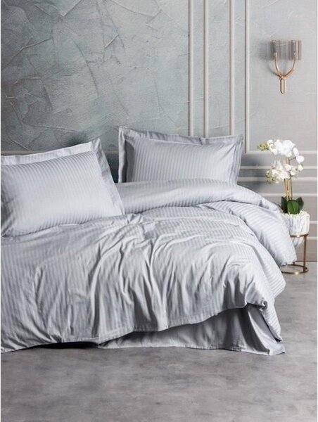 L'Essentiel Linge de Maison, Stripe - Grey, Set copripiumino King in raso (FR), grigio, 100% cotone sateen, 240 x 220 cm