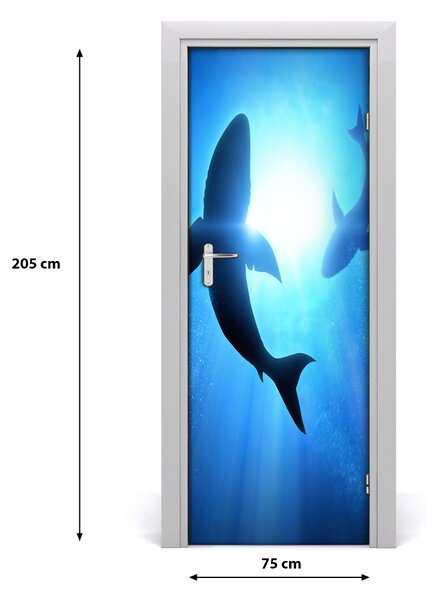 Sticker porta Silhouettes of Sharks 75x205 cm