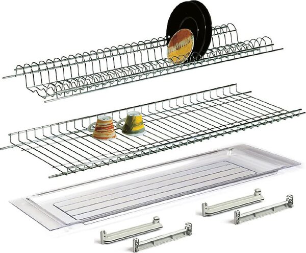 DecHome Scolapiatti Per Pensile cm 76 -Acciaio Crom. Con Vaschetta - H0129-52