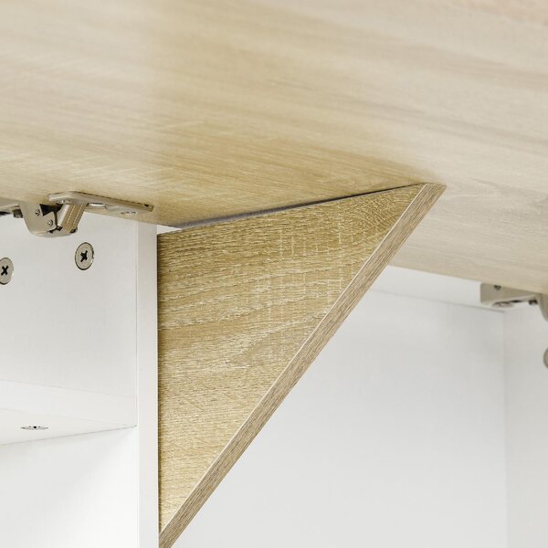 DecHome Scrittoio a Muro Pieghevole con Ribalta Moderno Dimensioni 100x18x74 cm colore Bianco/Legno