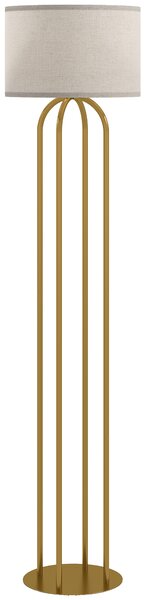 HOMCOM Lampada da terra con paralume in tessuto e interruttore, Ø38x161 cm, Dorato e Beige | Aosom Italy