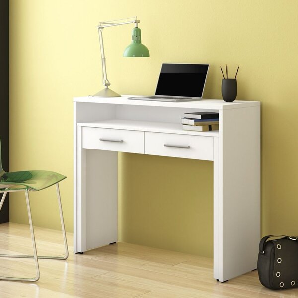 DecHome Scrittoio estraibile Moderno Dimensioni 98,6x36,6x86,9 cm colore Bianco Opaco - Scrivia