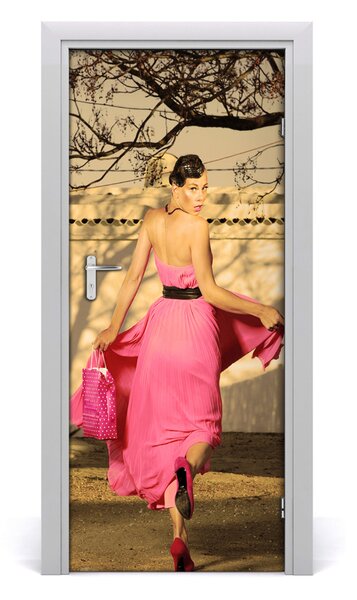 Poster adesivo per porta Persone in rosa 75x205 cm