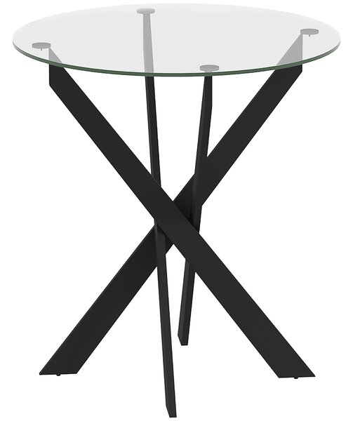 HOMCOM Tavolo moderno in vetro temperato per 4 persone, Ø70 cm | Aosom Italy