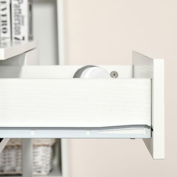 DecHome Scrittoio estraibile con Ruote Moderno Dimensioni 100x36x88 cm colore Bianco