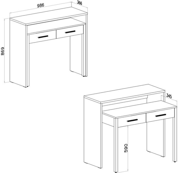 DecHome Scrittoio estraibile Moderno Dimensioni 98,6x36,6x86,9 cm colore Cemento/Bianco - Scrivia