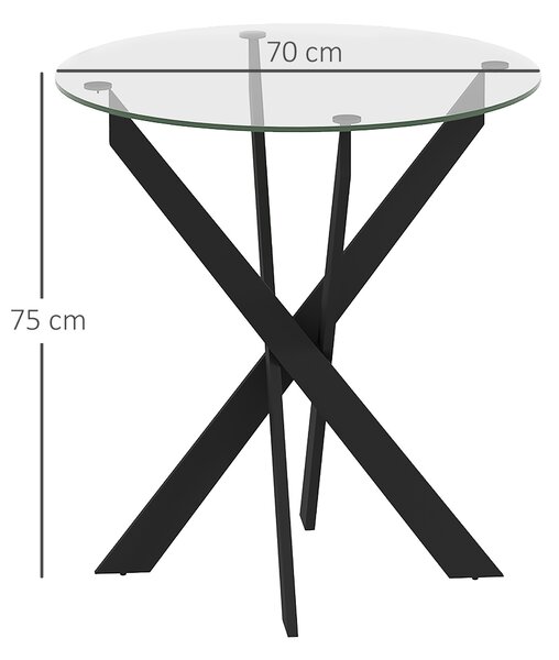HOMCOM Tavolo moderno in vetro temperato per 4 persone, Ø70 cm | Aosom Italy