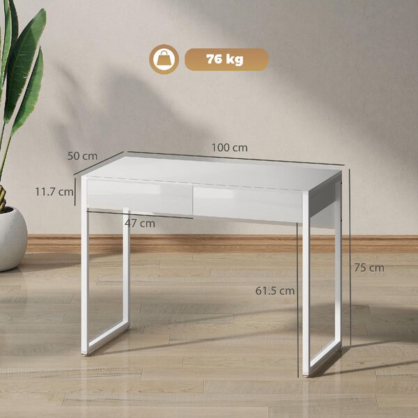 DecHome Scrittoio Moderno Dimensioni 100x50x75 cm colore Bianco
