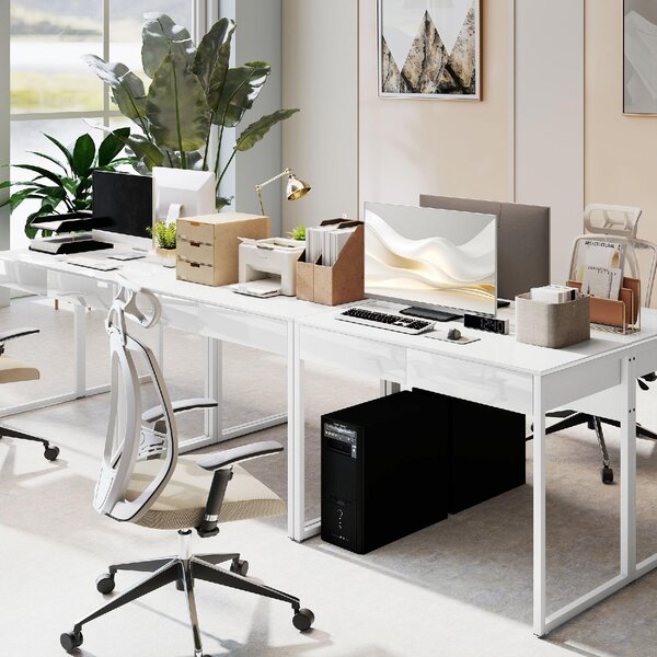 DecHome Scrittoio Moderno Dimensioni 100x50x75 cm colore Bianco