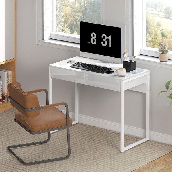 DecHome Scrittoio Moderno Dimensioni 100x50x75 cm colore Bianco