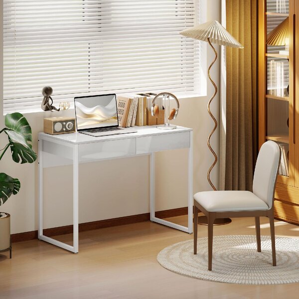 DecHome Scrittoio Moderno Dimensioni 100x50x75 cm colore Bianco