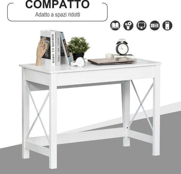 DecHome Scrittoio Moderno Dimensioni 105x50x76 cm colore Bianco