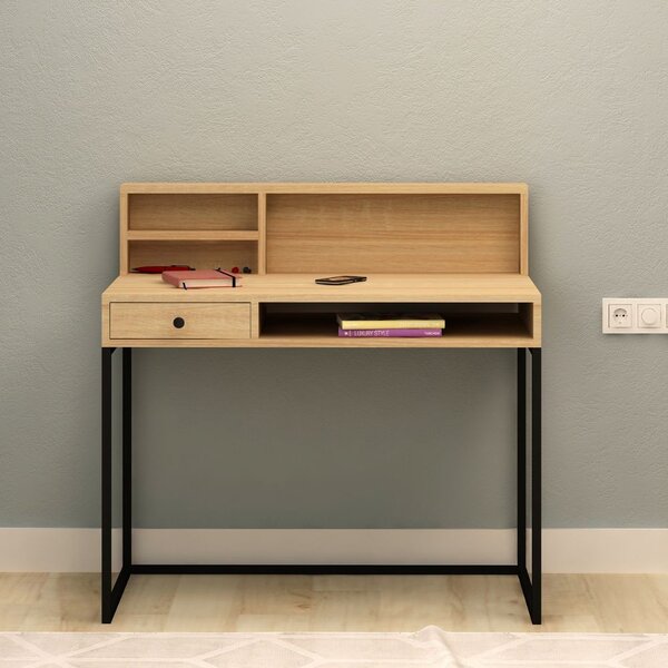 DecHome Scrittoio Moderno Dimensioni 100x60x97 cm colore Rovere/Bianco - Nasus