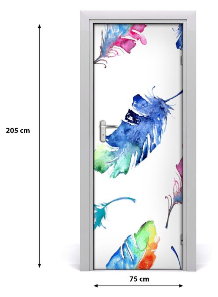Adesivo per porta Piume colorate 75x205 cm