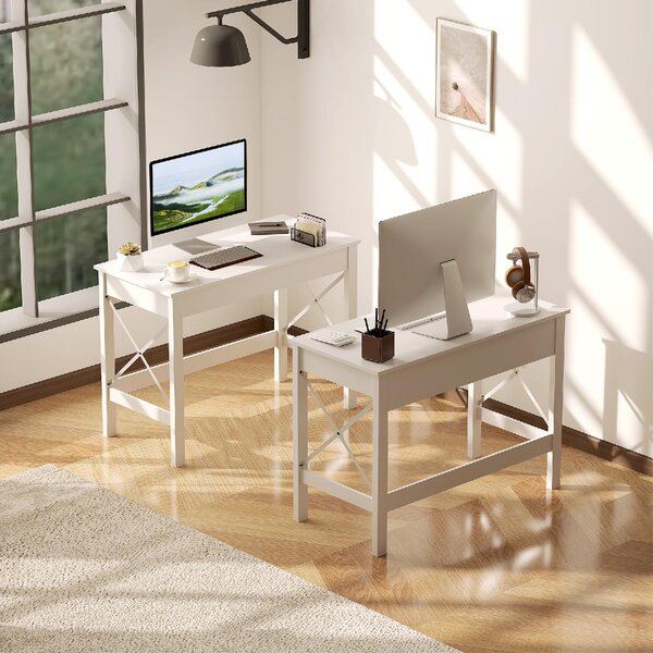 DecHome Scrittoio Moderno Dimensioni 105x50x76 cm colore Bianco