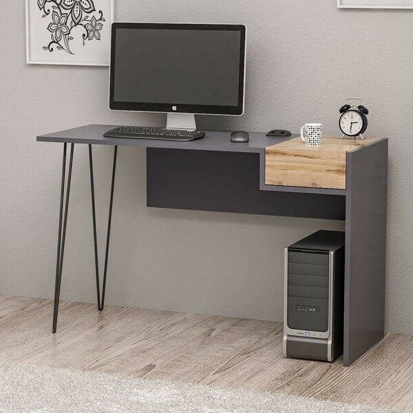 DecHome Scrittoio Moderno Dimensioni 121x45x76 cm colore Antracite/Noce - Candy