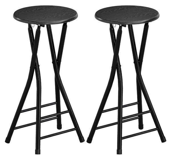 HOMCOM Set 2 sgabelli bar pieghevoli con doppio poggiapiedi, Nero | Aosom Italy