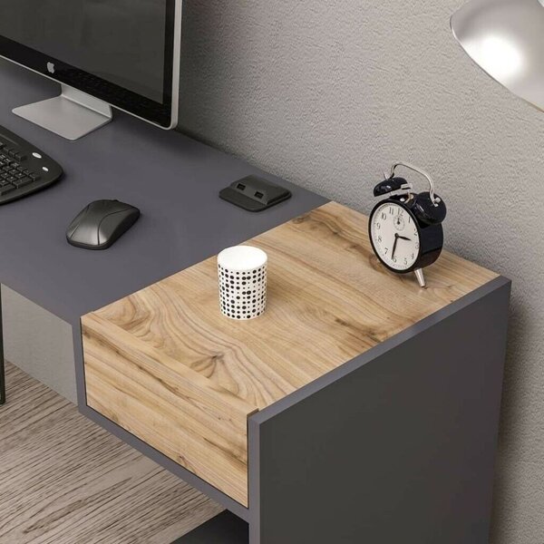 DecHome Scrittoio Moderno Dimensioni 121x45x76 cm colore Antracite/Noce - Candy