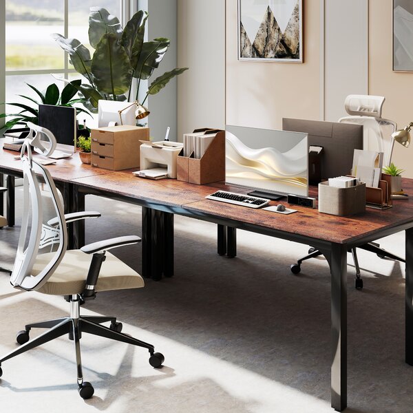 HOMCOM Scrivania per PC stile rustico con ampio piano, Marrone | Aosom Italy