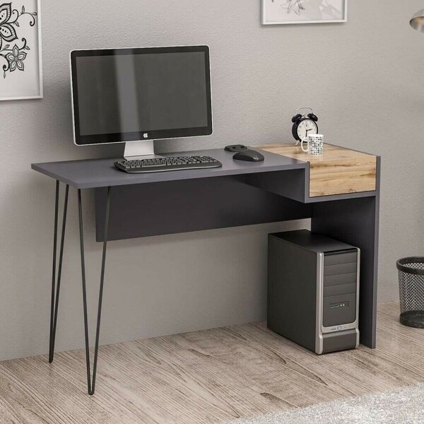 DecHome Scrittoio Moderno Dimensioni 121x45x76 cm colore Antracite/Noce - Candy