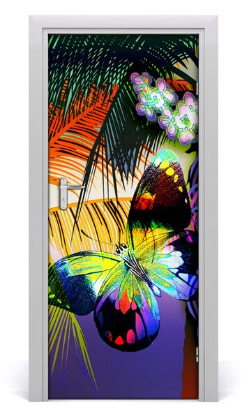 Adesivo per porta interna Fiori colorati 75x205 cm