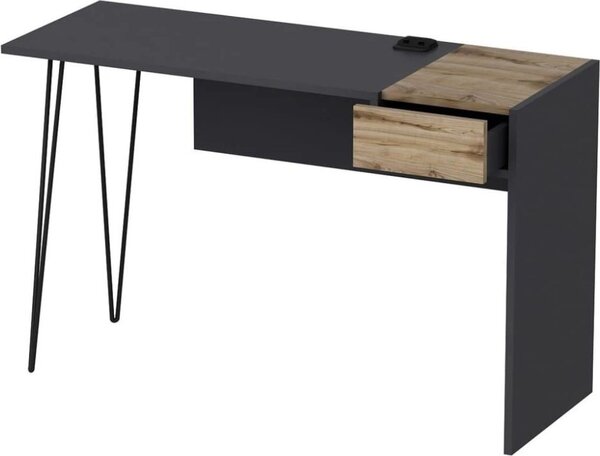 DecHome Scrittoio Moderno Dimensioni 121x45x76 cm colore Antracite/Noce - Candy