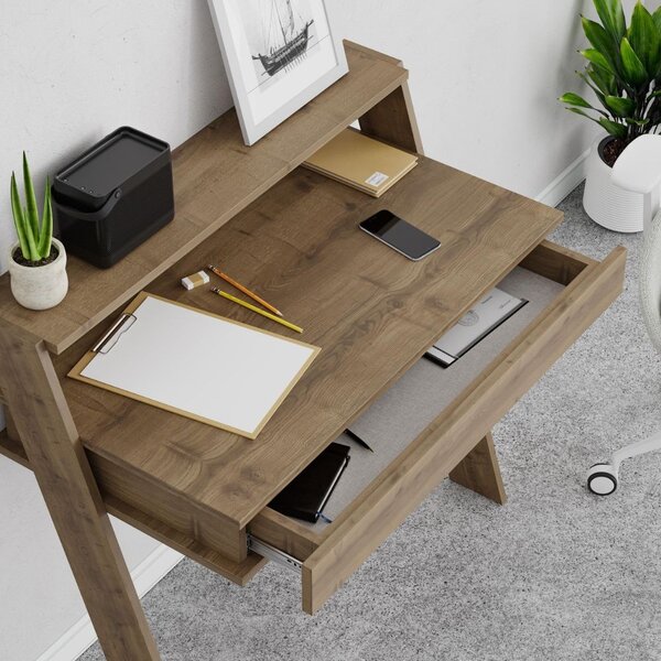 DecHome Scrittoio Moderno Dimensioni 94x50x91 cm colore Noce - Cowork