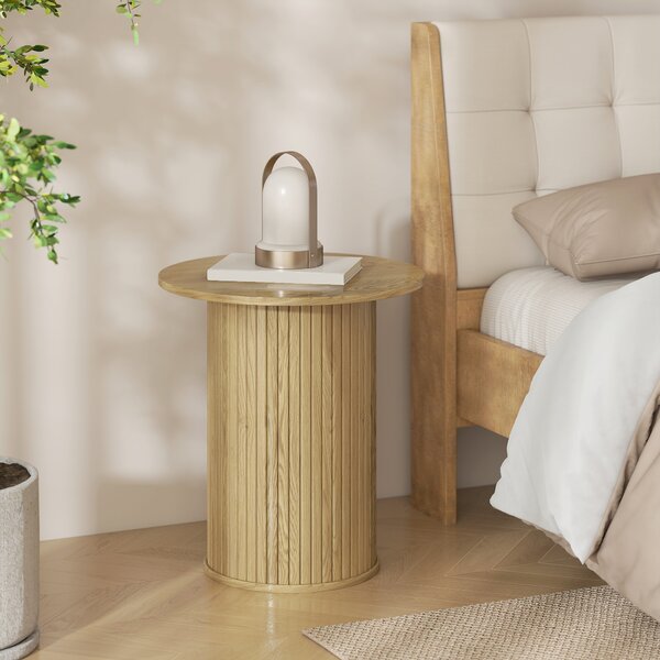 HOMCOM Tavolino rotondo Ø48 cm con gambe scanalate, Rovere | Aosom Italy