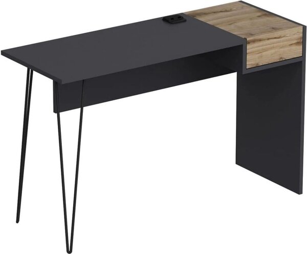 DecHome Scrittoio Moderno Dimensioni 121x45x76 cm colore Antracite/Noce - Candy