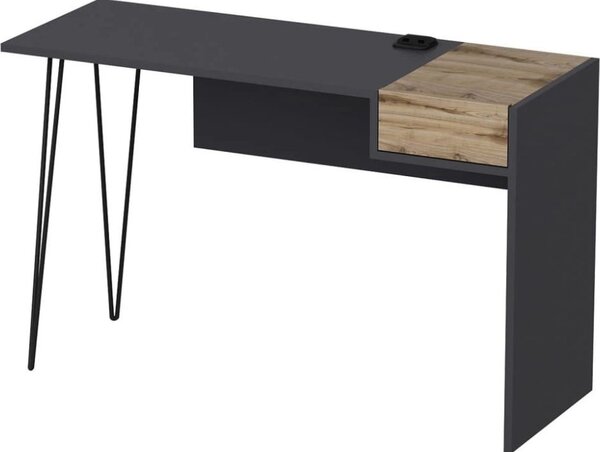 DecHome Scrittoio Moderno Dimensioni 121x45x76 cm colore Antracite/Noce - Candy