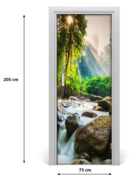 Adesivo per porta interna Cascata nella foresta 75x205 cm