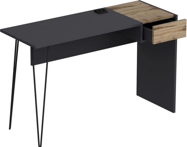 DecHome Scrittoio Moderno Dimensioni 121x45x76 cm colore Antracite/Noce - Candy