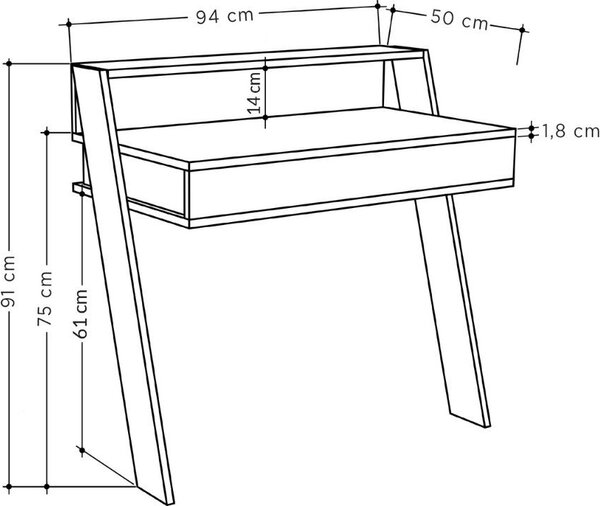 DecHome Scrittoio Moderno Dimensioni 94x50x91 cm colore Bianco - Cowork