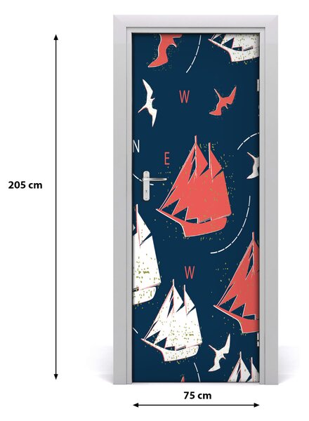 Poster adesivo per porta Navi uccelli marini 75x205 cm