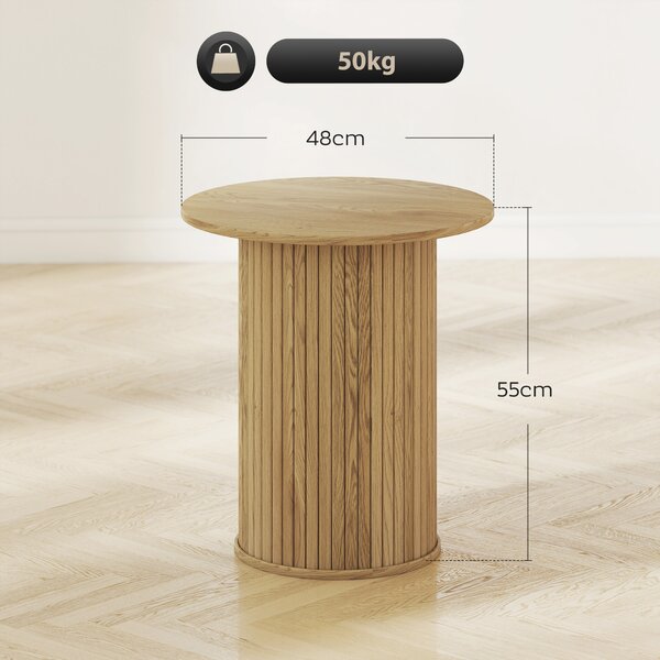 HOMCOM Tavolino rotondo Ø48 cm con gambe scanalate, Rovere | Aosom Italy
