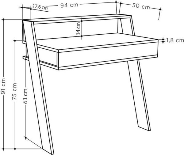 DecHome Scrittoio Moderno Dimensioni 94x50x91 cm colore Noce - Cowork