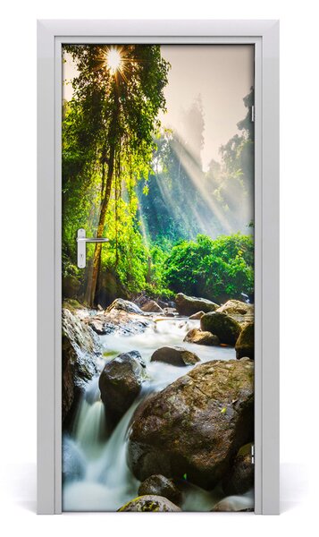 Adesivo per porta interna Cascata nella foresta 75x205 cm