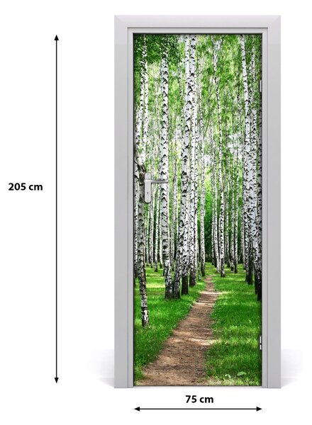 Adesivo per porta Foresta di betulla 75x205 cm