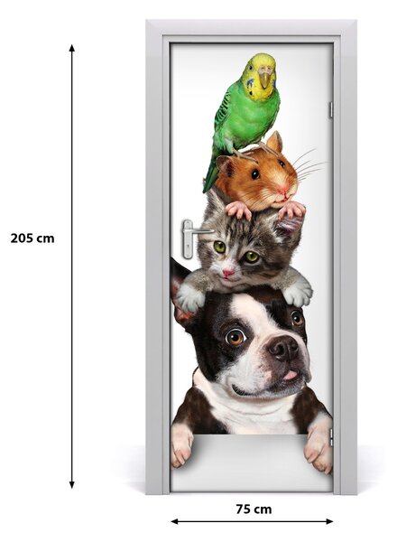 Adesivo per porta interna Animali domestici 75x205 cm