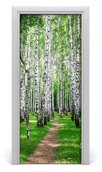 Adesivo per porta Foresta di betulla 75x205 cm