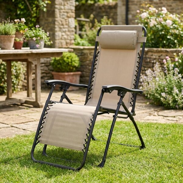 Amicasa Sdraio da Giardino Pieghevole con Poggiagambe Cuscino Poggiatesta in Ferro/Textilene Dimensioni 70x96x105 cm colore Verde
