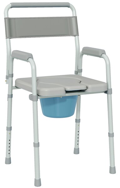 HOMCOM Sedia WC pieghevole antiscivolo con altezza regolabile, portata 150 kg, Grigio | Aosom Italy